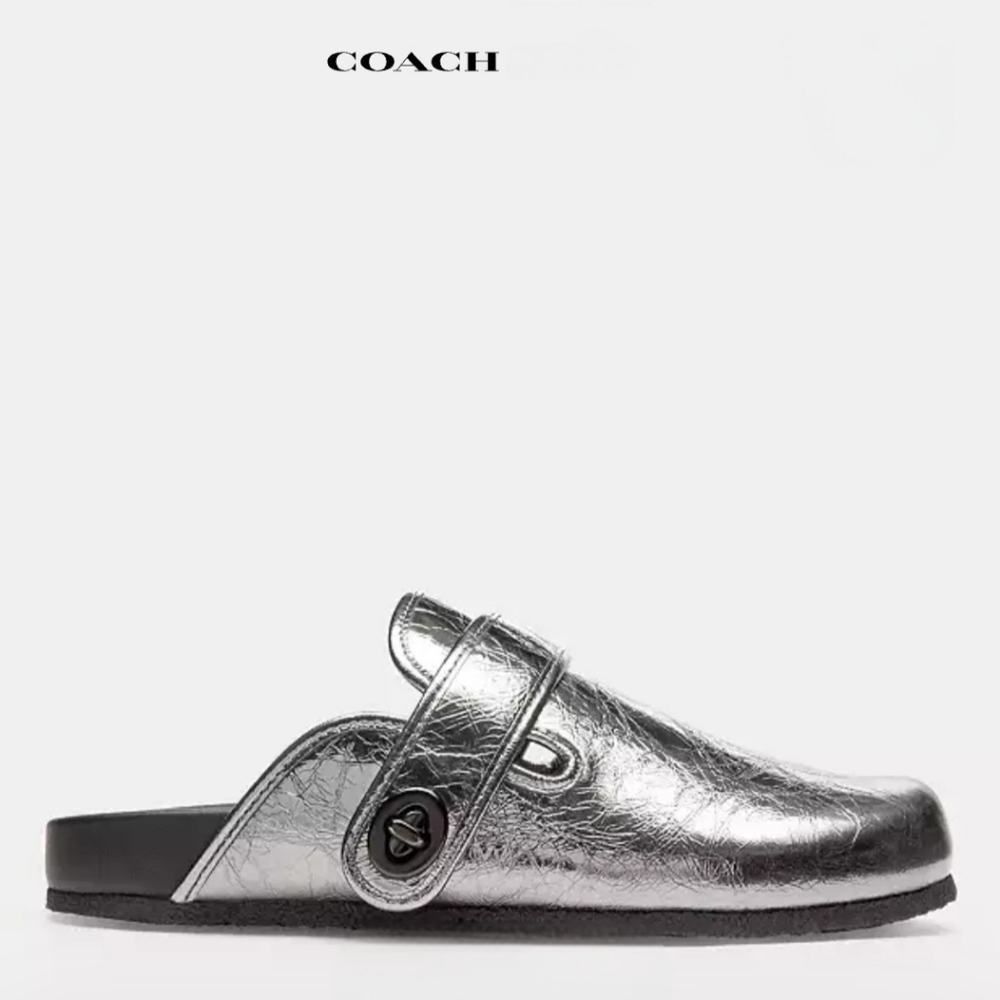 Coach Black Leather Mules